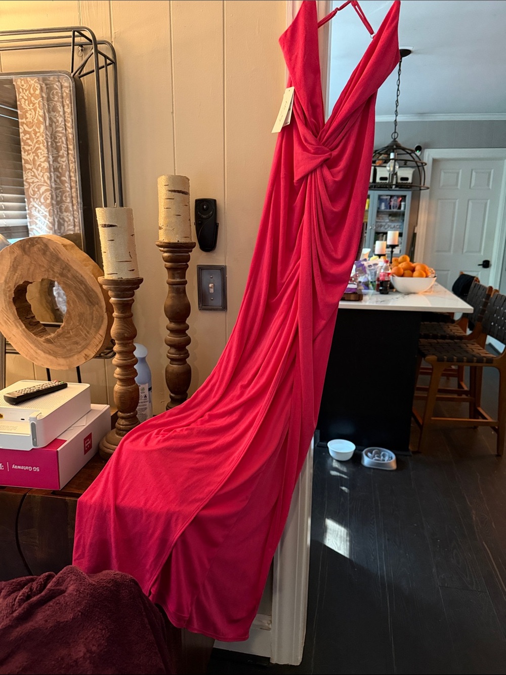 Katie May vibrant red knotted front formal dress